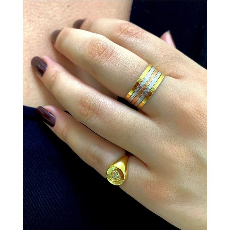 Anel Cinco Elos - Folheado a Ouro 18k