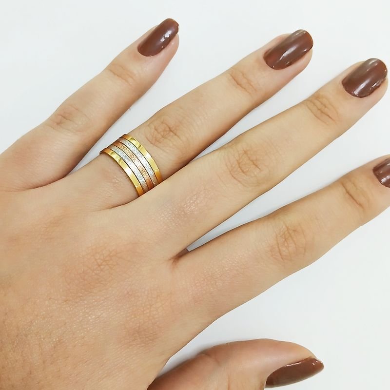 Anel Cinco Elos - Folheado a Ouro 18k