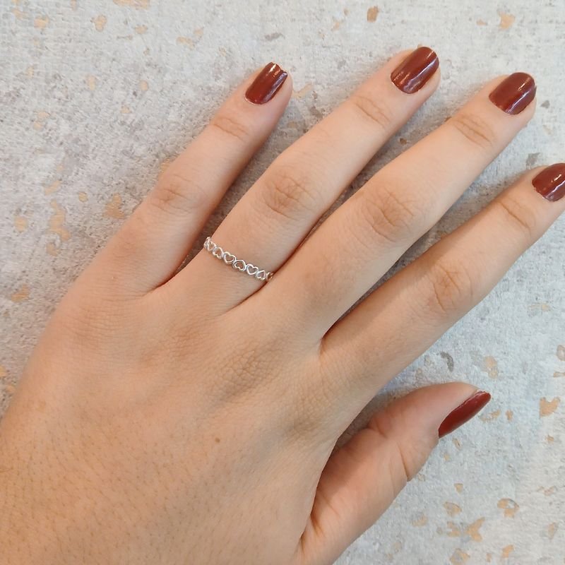 Anel Corações - Prata 925