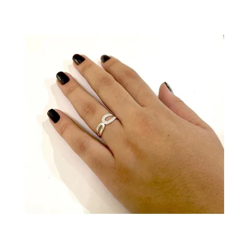 Anel Duplo Cravejado - Prata 925