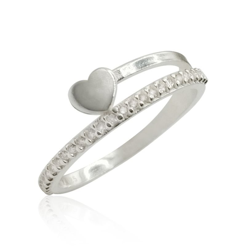 Anel Duplo Meia Aliança - Prata 925