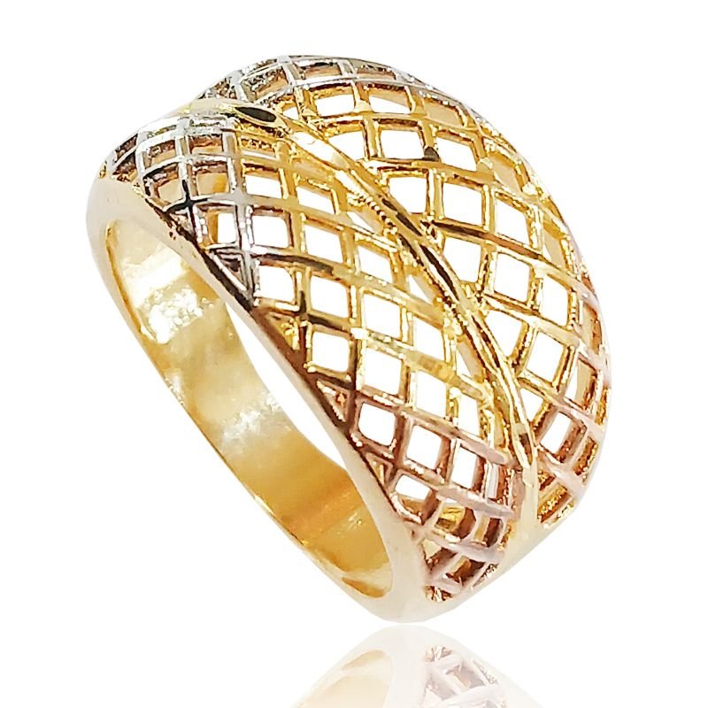 Anel Duplo Tricolor - Folheado a Ouro 18k