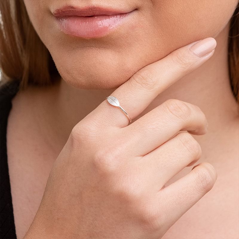 Anel Folha - Prata 925