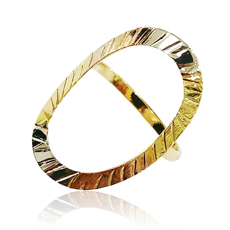 Anel Oval Tricolor - Folheado a Ouro 18k
