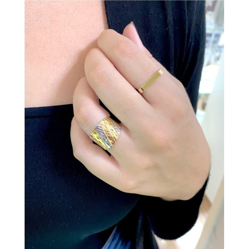 Anel Quadrado - Folheado a Ouro 18k