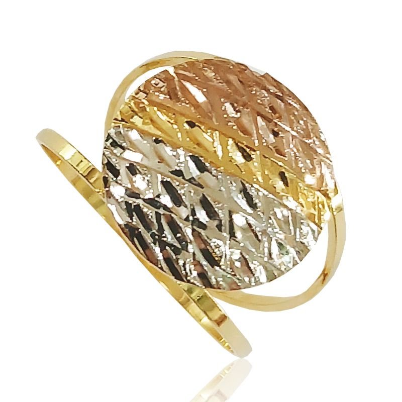 Anel Redondo Tricolor - Folheado a Ouro 18k