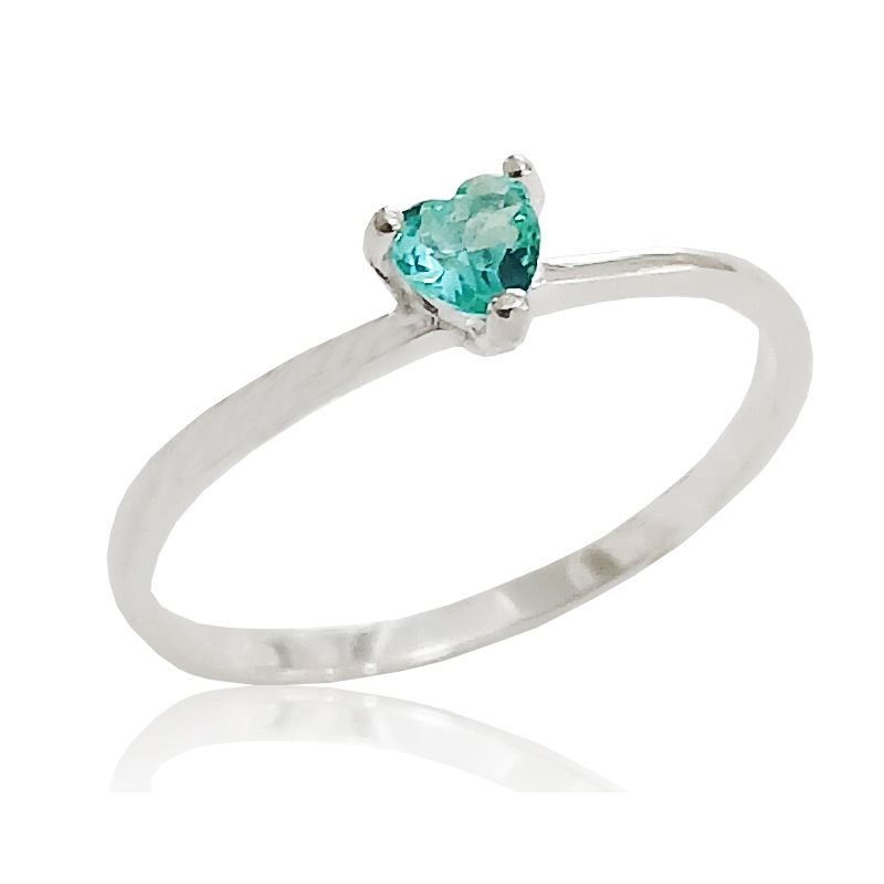 Anel Solitário Coração - Prata 925