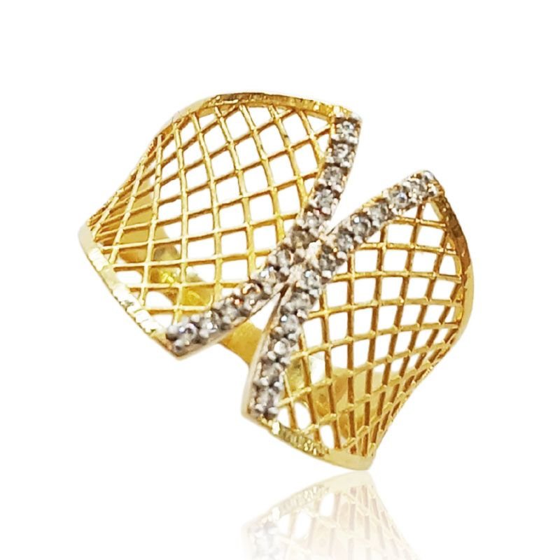 Anel Trama Bicolor - Folheado a Ouro 18k