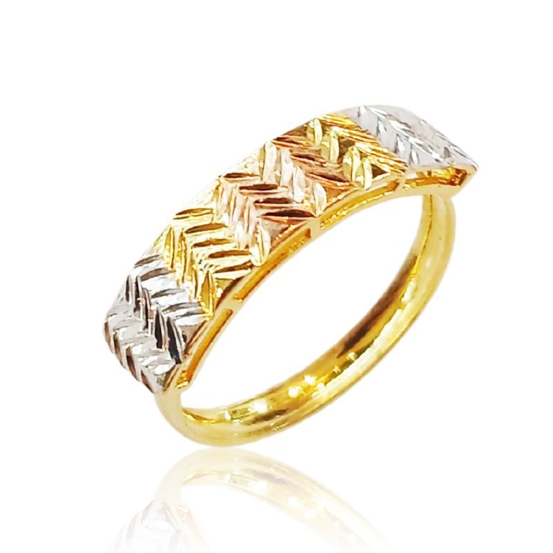 Anel Trama Tricolor - Folheado a Ouro 18k