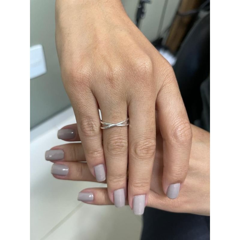 Anel X Liso - Prata 925