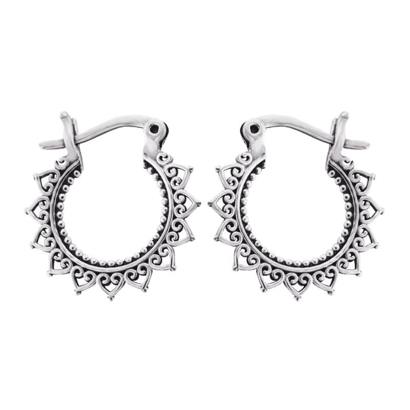 Brinco Argola Bali Envelhecida - Prata 925