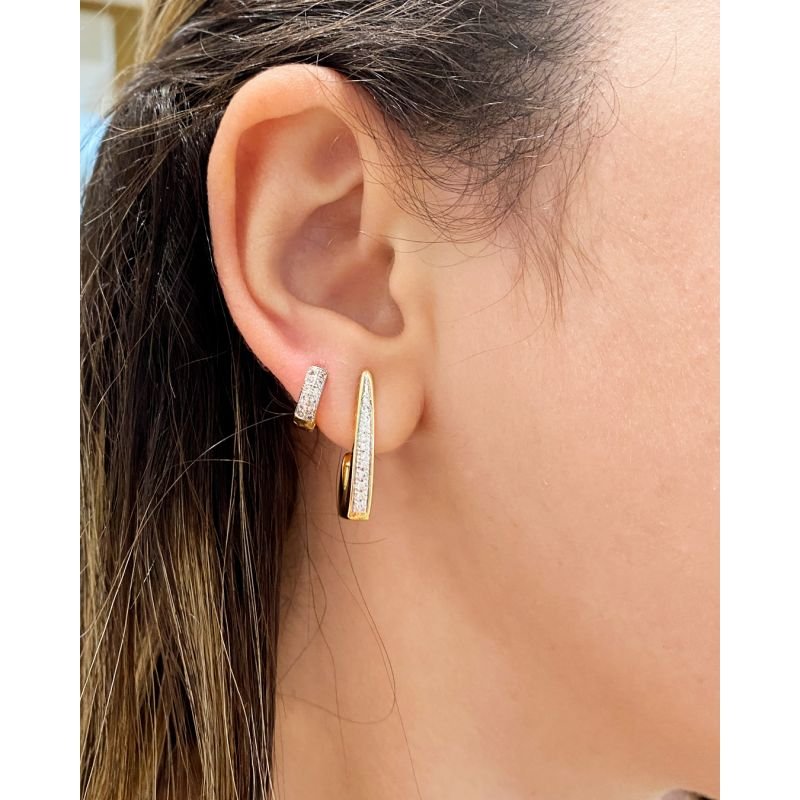 Brinco Argola Cravejada - Folheada a Ouro 18k