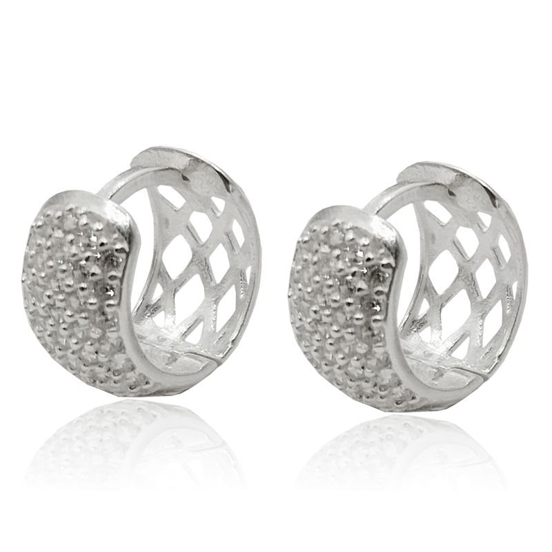 Brinco Argola Cravejada G - Prata 925