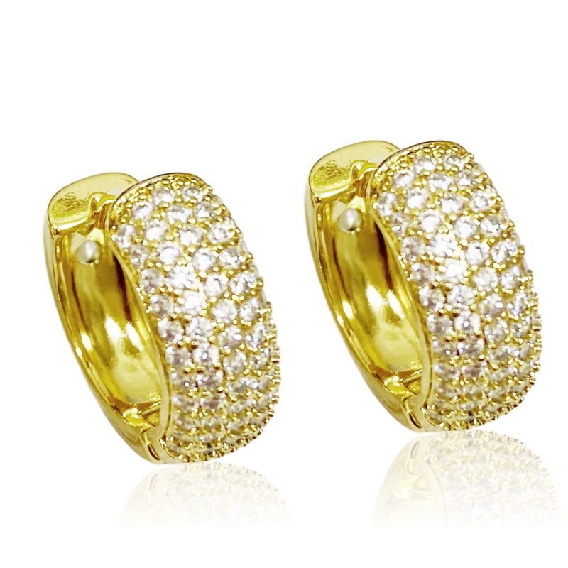 Brinco Argola Cravejada Zircônias - Folheado a Ouro 18K