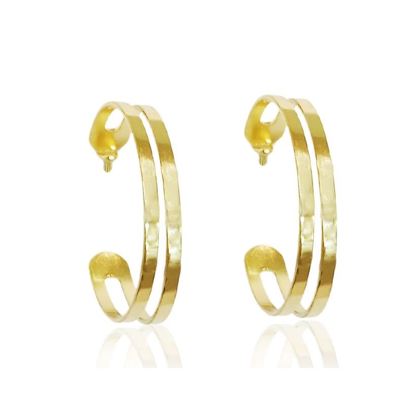 Brinco Argola Duplo - Folheado a Ouro 18k