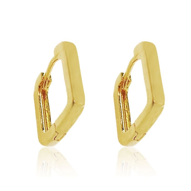 Brinco Argola Retangular - Folheada a Ouro 18k