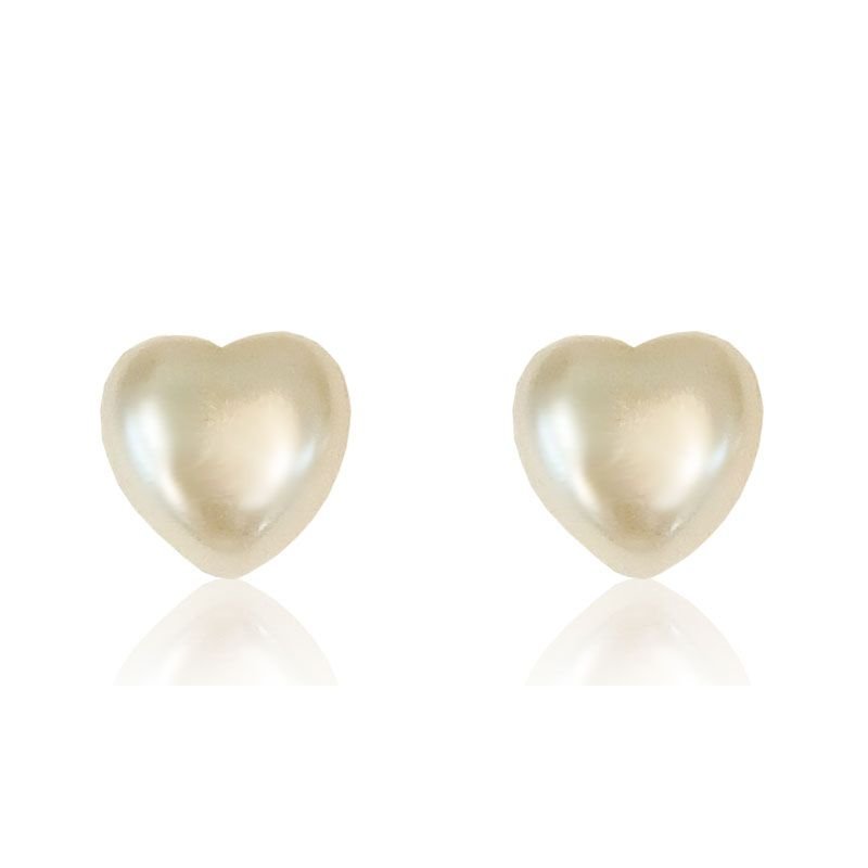 Brinco Coração Pérola - Folheada a Ouro 18k