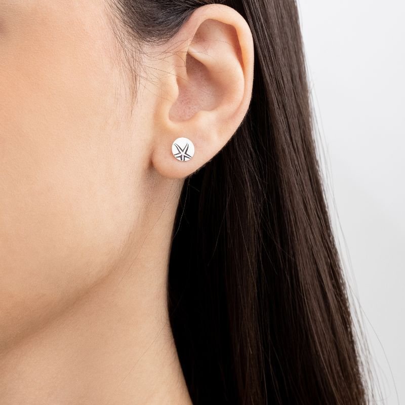 Brinco e Pingentes Estrela do Mar e Ponto de Luz - Prata 925