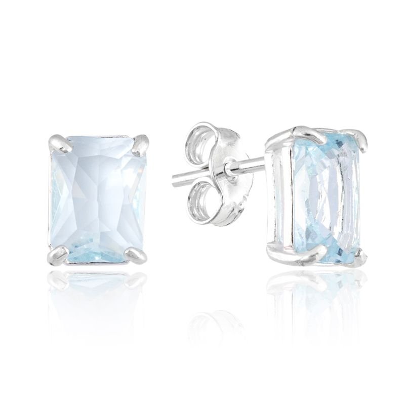 Brinco Glass Aquamarine - Prata 925