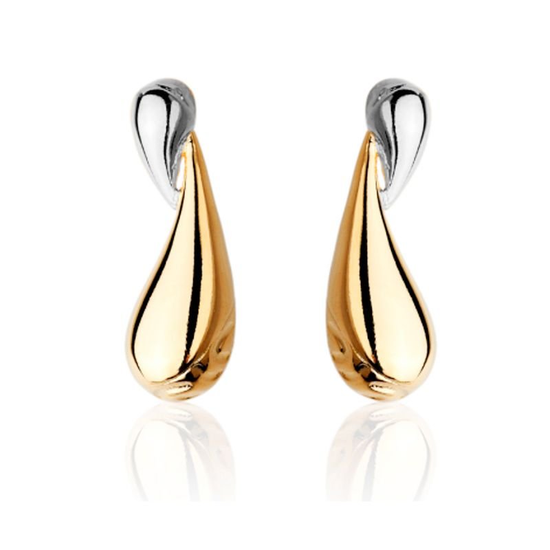 Brinco Gota Bicolor - Folheado a Ouro 18k