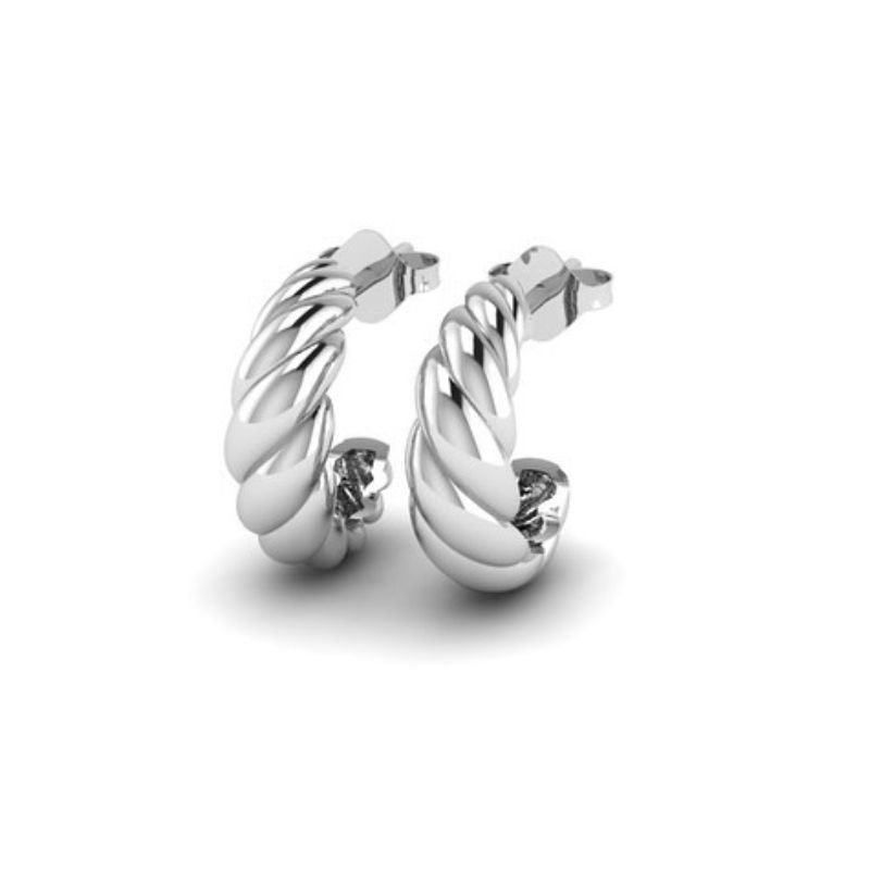 Brinco Meia Argola Torcida - Prata 925