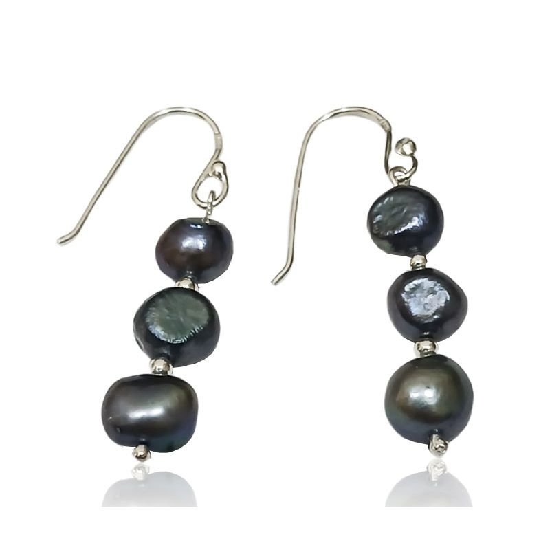 Brinco Pérola Negra - Prata 925