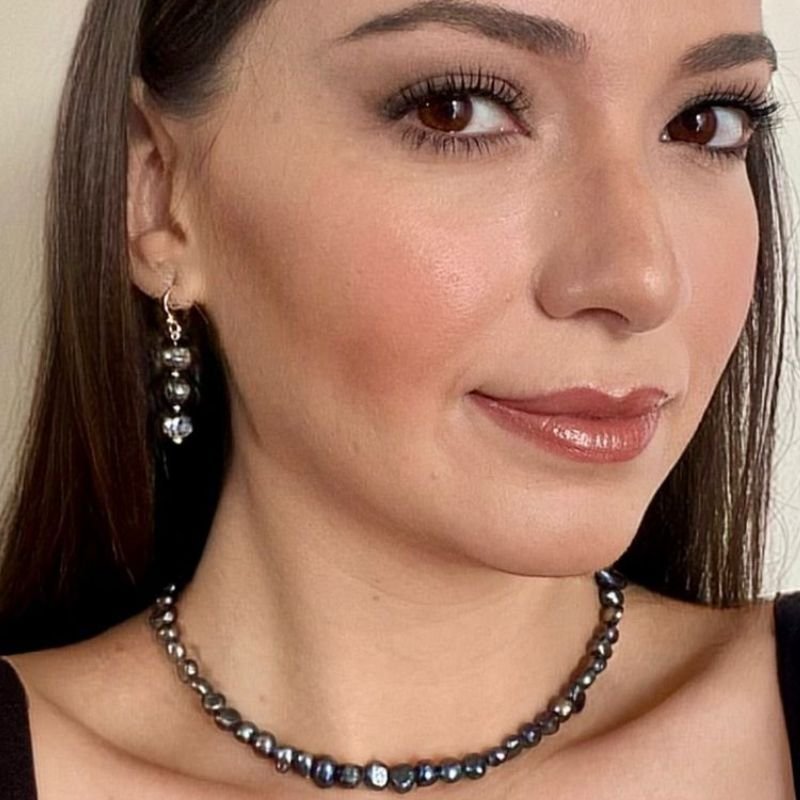 Brinco Pérola Negra - Prata 925