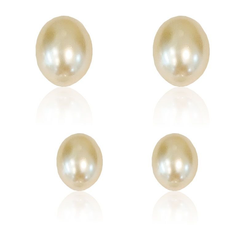 Brinco Pérola Oval - Folheado a Ouro 18k