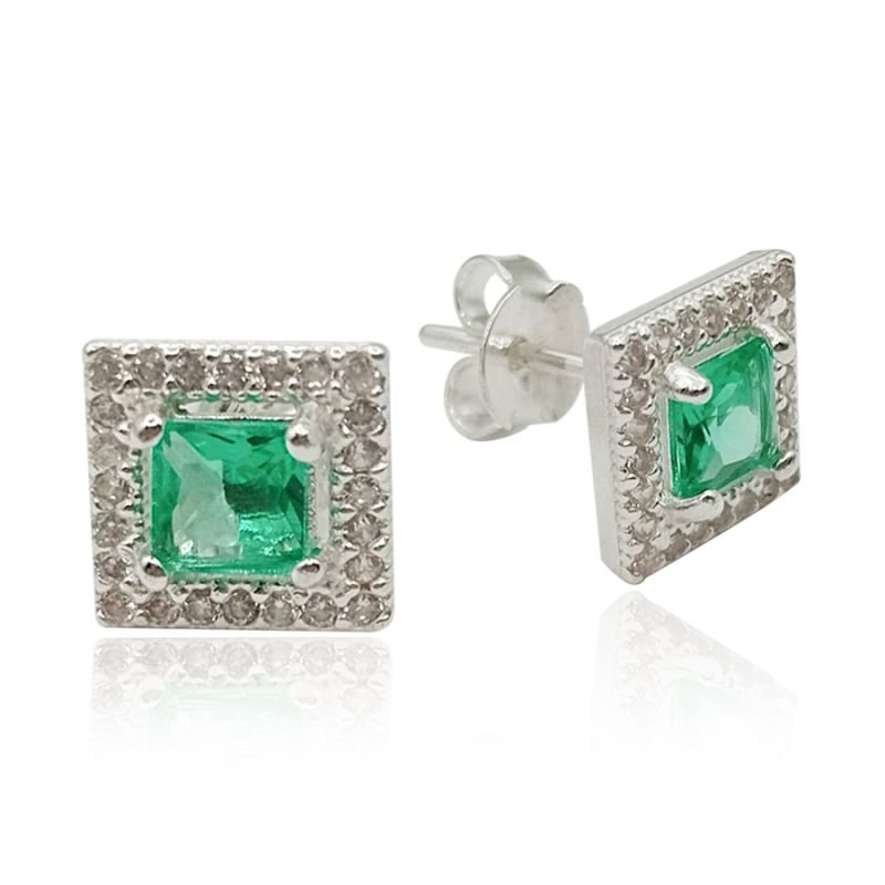 Brinco Quadrado Turmalina - Prata 925