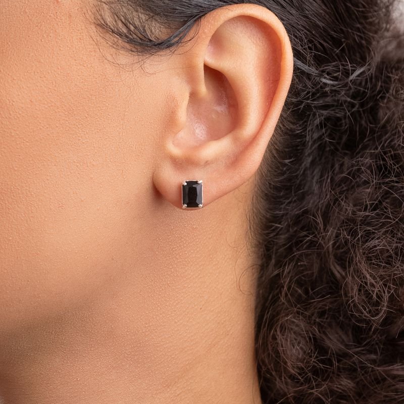 Brinco Zircônia Ônix - Prata 925