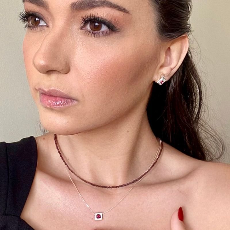 Conjunto Turmalina Rosa - Prata 925