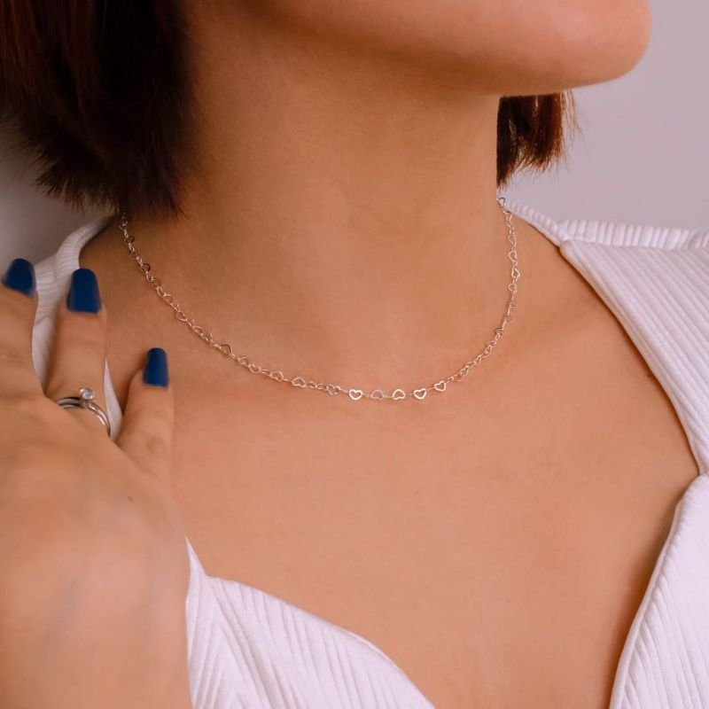 Corrente Corações - Prata 925