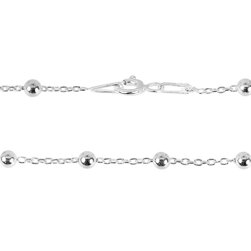 Corrente Elos Bolinha - Prata 925