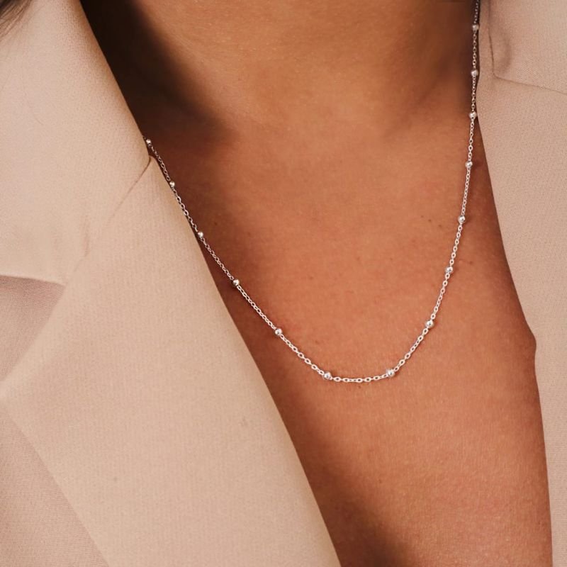 Corrente Elos Bolinha - Prata 925