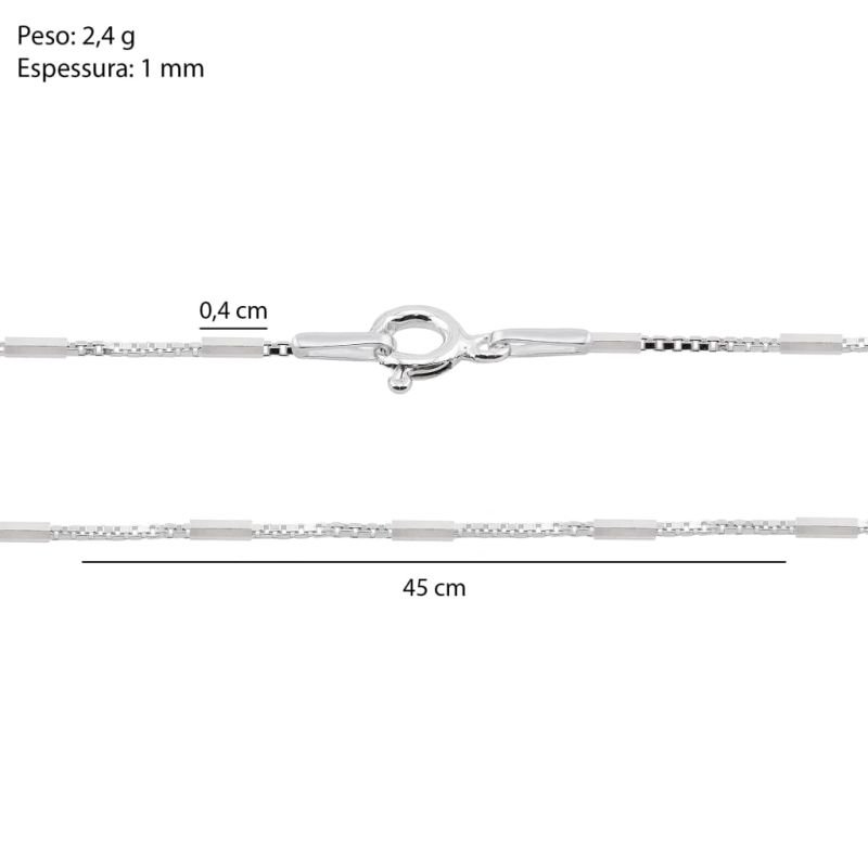 Corrente Veneziana Palito - Prata 925