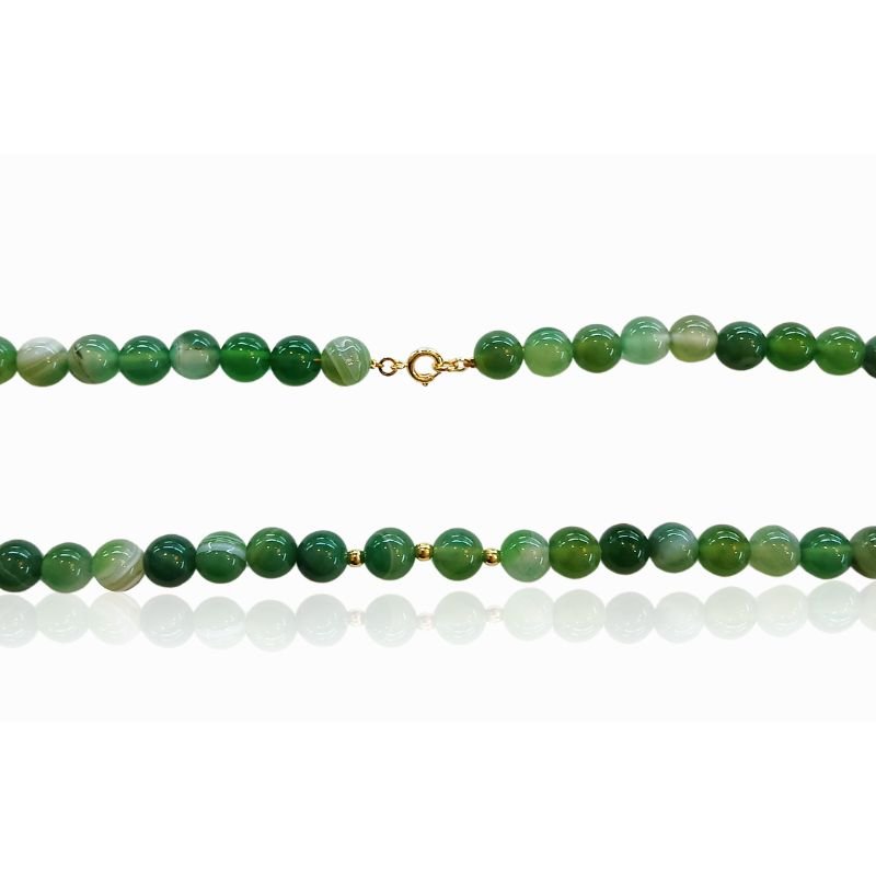 Gargantilha Ágata Verde - Folheada a Ouro 18k