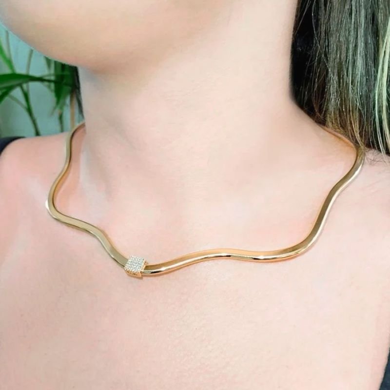 Gargantilha Aro - Folheada a Ouro 18k