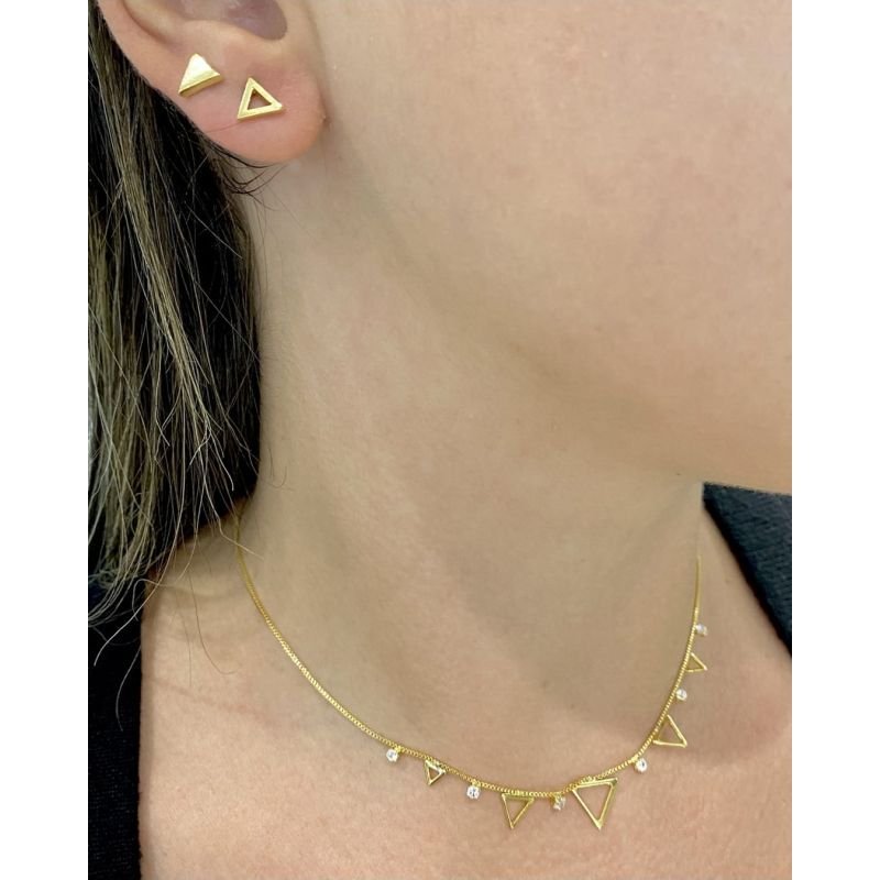 Gargantilha Choker Triângulos - Folheada a Ouro 18k