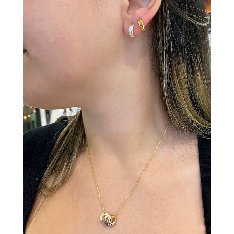 Gargantilha Círculos Tricolor - Folheada a Ouro 18k