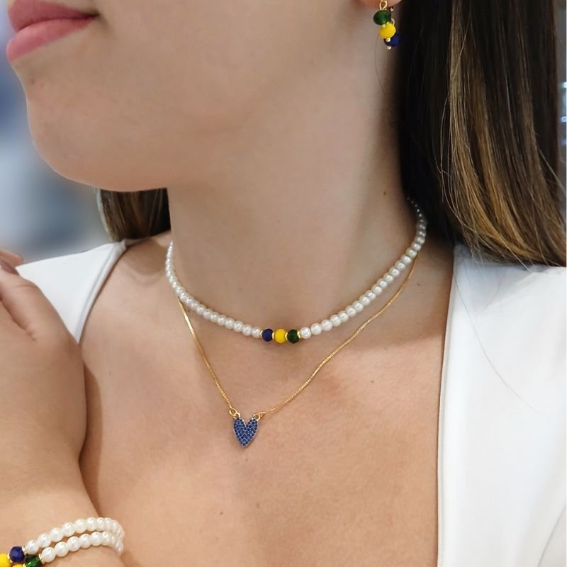 Gargantilha Coração Cravejado - Folheado a Ouro 18k