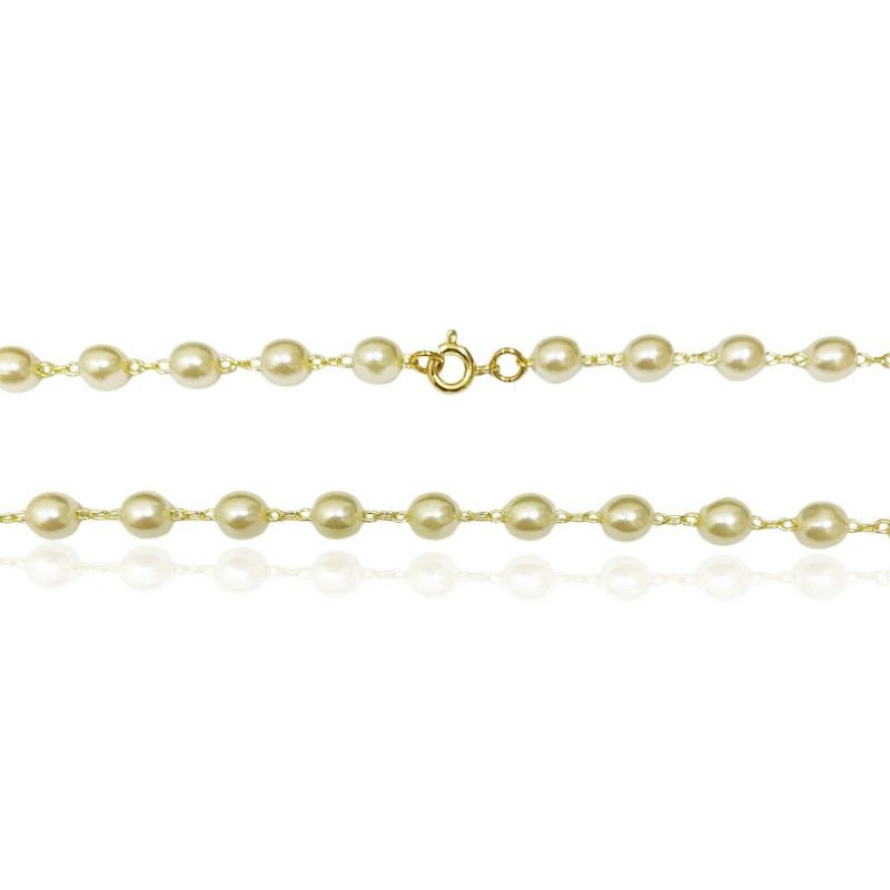 Gargantilha Oval Pérola - Folheada a Ouro 18k