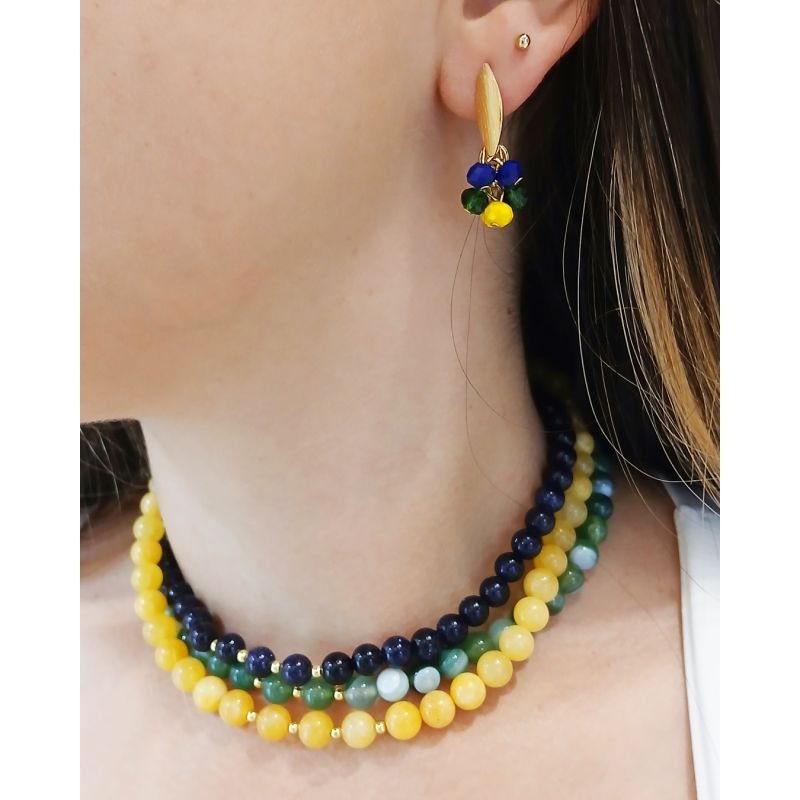 Gargantilha Pedra Natural Estrela - Folheado a Ouro 18k