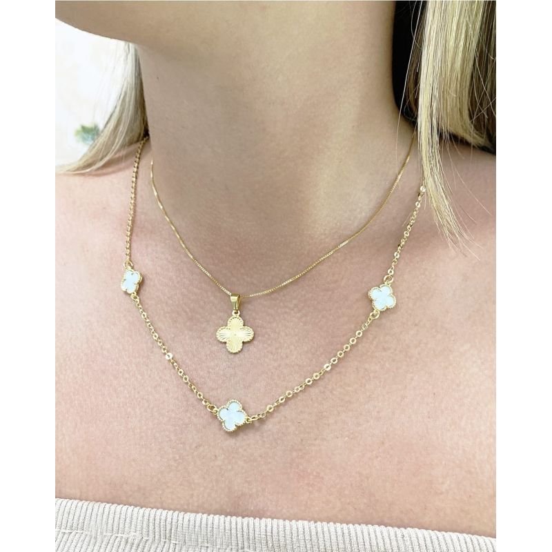 Gargantilha Trevos - Folheada a Ouro 18k