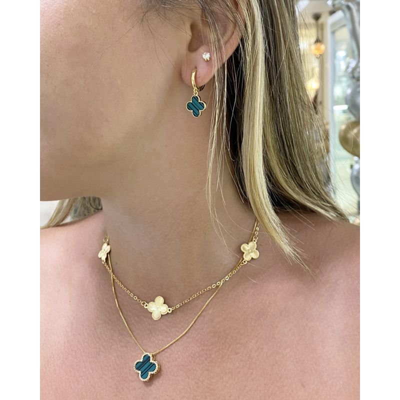 Gargantilha Trevos - Folheada a Ouro 18k