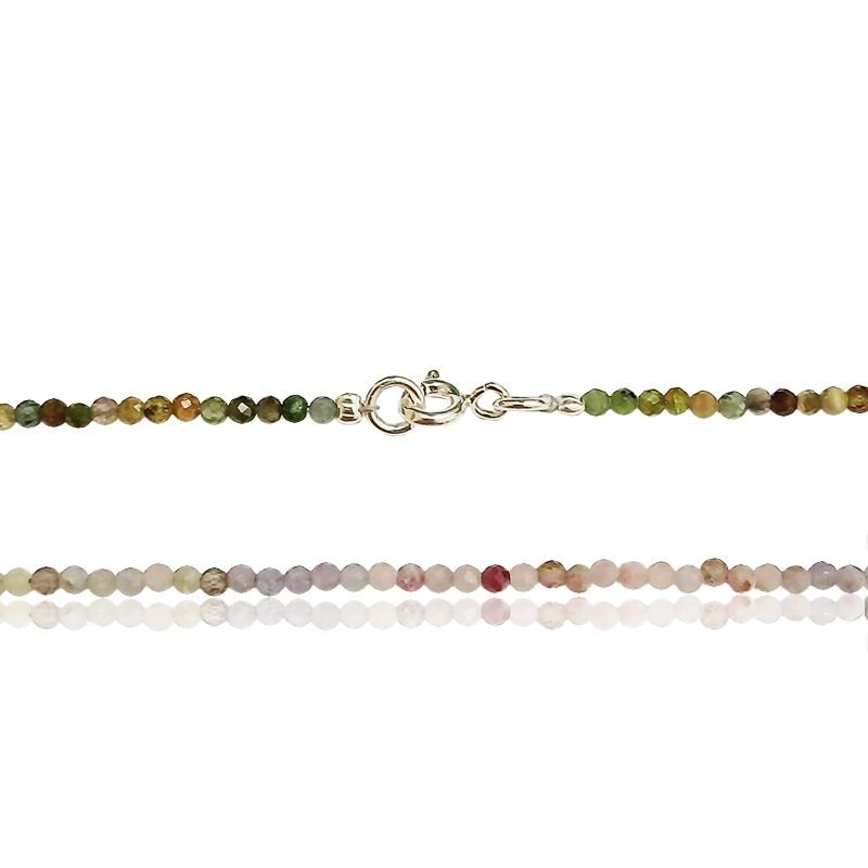 Gargantilha Turmalina Melancia 2mm - Prata 925