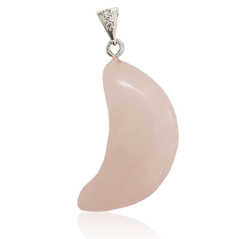 Pingente Lua Quartzo Rosa - Prata 925