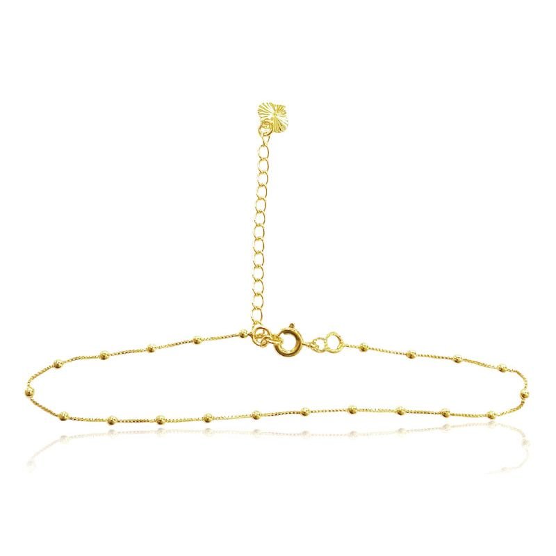 Tornozeleira Bolinha - Folheada a Ouro 18k